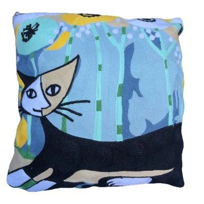 M. Furicat Abstract Art Embroidered Colorful Decorative Throw Pillow  18x18 - Image 1 of 4