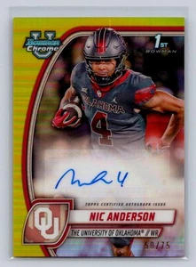 Bowman U 2024 cromo #PA-NAN Nic Anderson Prospect amarillo automático 50/75-Oklahoma - Imagen 1 de 2