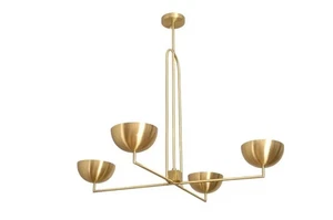 Flush mount Ceiling Light Brass Pendant Light Mid Century Modern Glass Globe - Picture 1 of 9