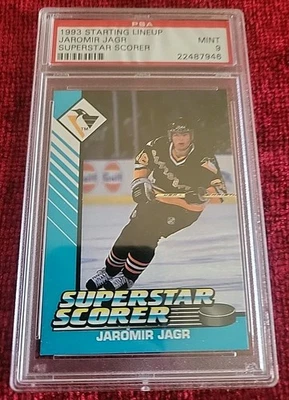 1993 Starting Lineup Jaromir Jagr Superstar Scorer Hockey MINT 9 PSA 22487946 - Image 1 of 2