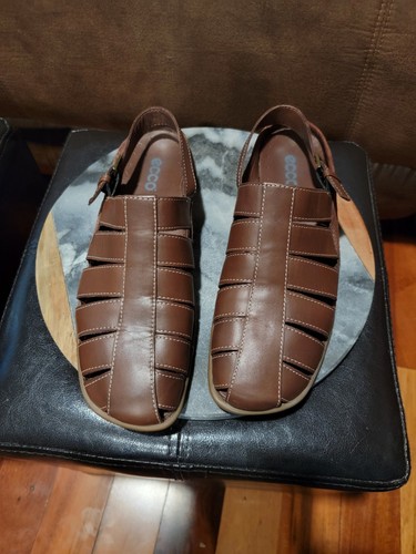 Ecco sandali da pescatore donna in pelle marrone taglia 11