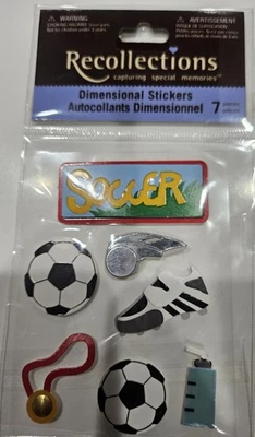 recollection dimensional stickers Soccer Ball Whistle Cleat Metal Water... - Image 1 of 3