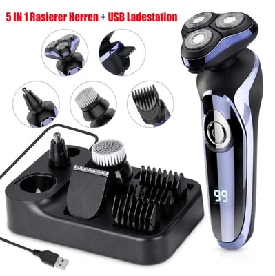 SCTTOMON 5-In-1 Rasierer Herren LCD Elektrischer Rasierapparat Nass- und Trockenrasierer