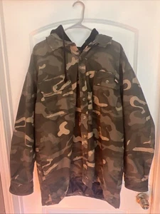 GENUINE Dickies Camo Jacket Black Hoodie Orange Polyester Lining Men’s 2XL - Picture 1 of 9
