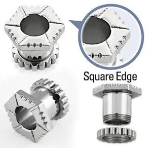 FLESH TUNNEL PLUG  PIERCING OHR EAR  SECHSECKIG - GERILLTE RÄNDER - 3MM - 10MM - Picture 1 of 1