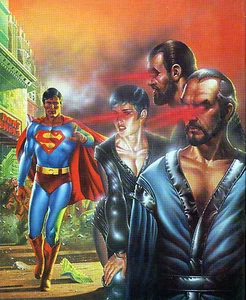 SUPERMAN vs GEN. ZOD, URSA & NON Pin Up PRINT DC British UK - Bild 1 von 1