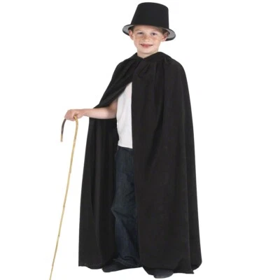 Charlie Crow Niños Capa Negra con Capucha Elegante Vestido Capa Disfraz 140 cm Edad 7 a 9 Foto 1 de 3