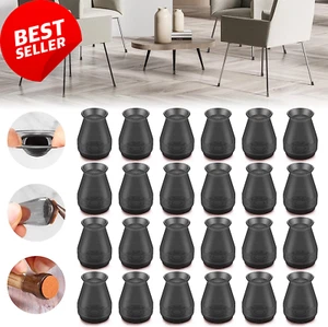 24PCS Silicone Chair Leg Protectors, Felt Pads, Anti-Slip Round & Square Covers - Picture 1 of 12