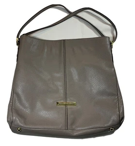 ANNE KLEIN Shoulder Bag Organizer Tote Sz L Taupe Grain Leather - Picture 1 of 8