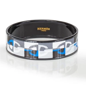 Auth. HERMES Bracelet Bangle Optique Chaine Ancre - EPVD - 65-16mm Blue NEW - Picture 1 of 3