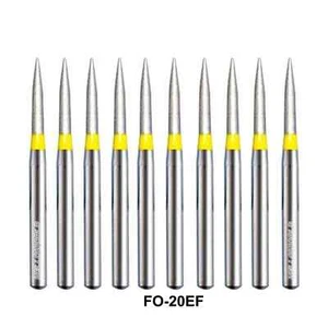 Fresas dentales de diamante FG llama 861/012XF grano extra fino amarillo rebabas de alta velocidad - Imagen 1 de 4