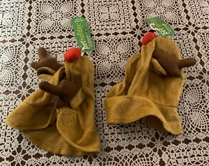 2 Pet Holiday Cat XS Dog Reindeer Christmas Hat 4 Cute Holiday Photos Brand New - Picture 1 of 4