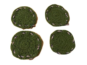 Montañas rusas, ganchillo, verde con cinta, aproximadamente 4 pulgadas de diámetro, nuevo, hecho a mano - Imagen 1 de 5