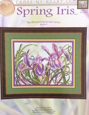 Cross My Heart Cross Stitch - Spring Iris - Stitch Count 209 x 150. - Image 1 of 2
