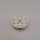 1X Lego Round Stone White 4X4 Axis Hole Wheel Disc Nubs Empty 4203583 6222