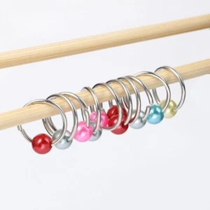 10 x Knitting Stitch Markers Ring - Pealised Bead and Alloy - Picture 1 of 3