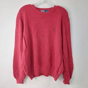 Polo Ralph Lauren Pullover großer Rundhalsausschnitt rot mit blauem Pony Strick langarm - Bild 1 von 11