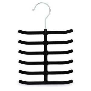 Elle Decor Set of 3 Non-Slip Velvet Tie Hangers, Black - Holds Up to 12 Ties Per - Picture 1 of 8