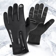 Motorcycle Gloves Winter Leather Men Warm Touch Screen Finger Glove with Zipper