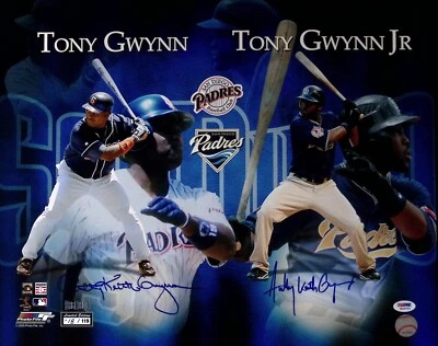 Tony Gwynn & Jr. Signed Padres 16x20 Photo PSA/DNA COA Limted Edition #d 18/119 - Image 1 of 4