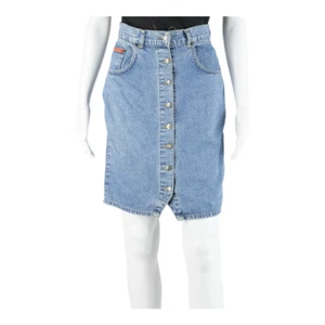 Vintage USCL JEANS Short Mini Skirt Blue 90s Denim Womens UK 6 - Picture 1 of 5