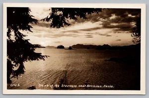 Postkarte Spur der Dampfer bei Ketchikan Alaska RPPC um 1930 - Bild 1 von 2