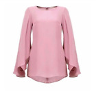 Poplook Women's Sheer Overlay Rhiannon Blouse Dusty Pink Top XS