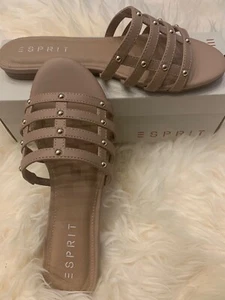 Esprit Damen 9,5 beige Hausschuhe Sandalen flach Memory Foam Kylee staubig rosa Akt - Bild 1 von 12