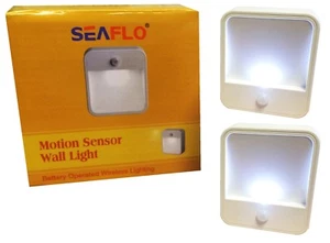 2 x MOTION SENSOR BATTERY POWERED BEAMS LED LIGHT home shed cupboard bathroom - Picture 1 of 1