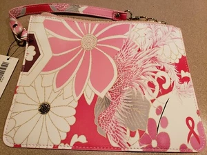CHICOS Floral Printed Zip Pouch Breast Cancer Awareness New Retail $39.50  - Picture 1 of 4