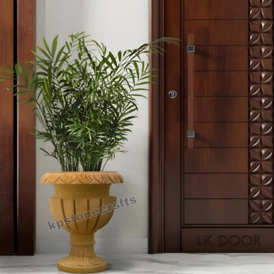 Maceta de arenisca tallada a mano - Elegante acento decorativo de KPSTONECRAFTS Foto 1 de 3