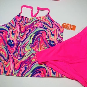 Girls  XL 14 16 Pink Swirl Tankini Swimsuit- Two Piece NEW - Picture 1 of 5