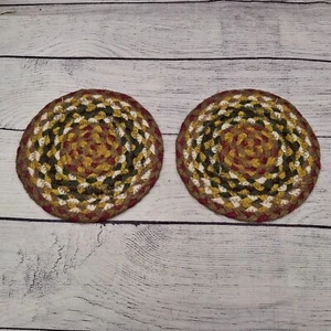 2 Braided Jute 7" Large Coasters, Candle Mat #024 Olive Green, Burgundy, Gray - Picture 1 of 2