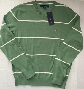 SALE Neu mit Etikett Tommy Hilfiger grüner Pullover Pulli mit V-Ausschnitt Größe XS   - Bild 1 von 3