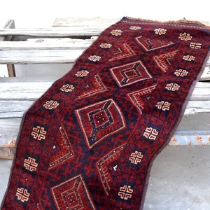 9x2 Red Vintage Traditional Runner Rug Handmade Afghan Handwoven Kilim Bohemian - Picture 1 of 13