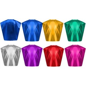 Kids Girls Vest School T-shirt Metallic Tank Top Sleeveless Tops Play Pullover - Picture 1 of 62