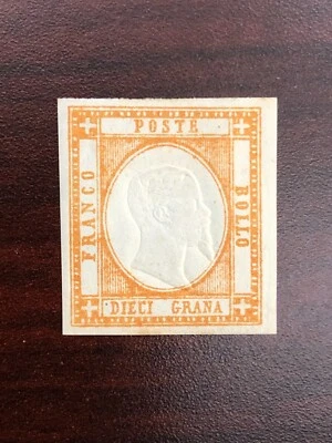 Italy Neapolitan 1861 Scott #25, 10g King Victor Emanuel II Mint LH Signed - Image 1 of 2