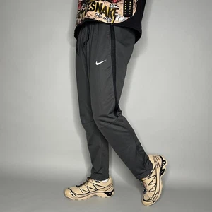 Vintage Y2K Nike Jogginghose Herren M dunkelgrau weiß Swoosh schwarz Polyester Jogger - Bild 1 von 4