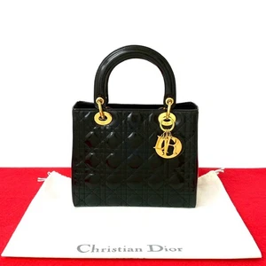 Christian Dior Lady Dior Canage Handbag Patent leather black 43172 - Picture 1 of 10