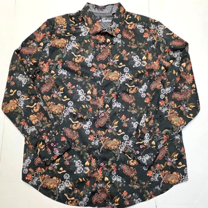 ROBERT GRAHAM Casual Shirt Men 2XL XX-LARGE Classic Black LEOPARD Floral Paisley - Picture 1 of 7