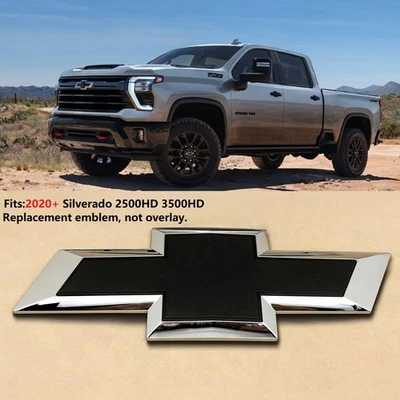 Emblema de pajarita de rejilla 2020+ para Chevrolet Silverado 2500HD 3500HD cromo negro Foto 1 de 4