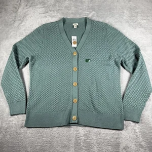 LL Bean Cardigan Sweater Womens 1X Plus Green Basket Weave Preppy Old Money New - Picture 1 of 15