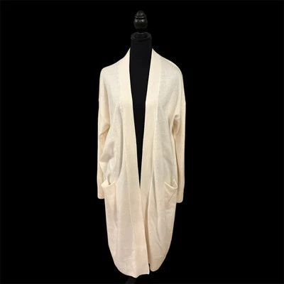 Cárdigan largo de lana y cachemir Nordstrom delantero abierto con 2 bolsillos delanteros. Talla XL Foto 1 de 4