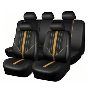 Car Seat Covers PU Leather 5 Seats Full Set 2 Front Rear Protector for Nissan - Picture 1 of 28