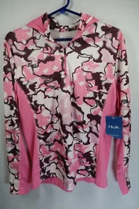 NEW Womens HUK 1/4 Zip Performance Icon x Current Camo Hoodie, Sz X Large - Picture 1 of 11