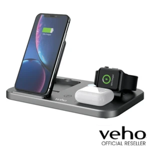 STATION DE CHARGE MULTI SANS FIL VEHO DS7 QI | CHARGE TRIO - GRIS - VWC-004-DS7 - Photo 1/10
