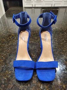 Rouge Women's Electric Blue Chunky Heeled Ankle Strap Sandals Size US 10
