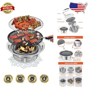 Portable Korean BBQ Grill: Smokeless Non-Stick Stainless Steel for Outdoor Fun - Picture 1 of 9