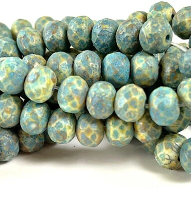 Preciosa Faceted Glass Rondelle Beads, 7x5mm, White w/ Picasso Finish, 25 Pieces - Image 1 of 4