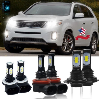 For Kia Sorento 2014-2015 Combo LED Headlight High/Low Beam Fog Light Bulb 6pcs - Image 1 of 4